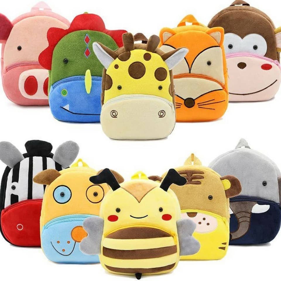 Mochila Infantil 3D Pelúcia Personalizada Bichinhos Zoológico P/ Creche, Escola, Lazer
