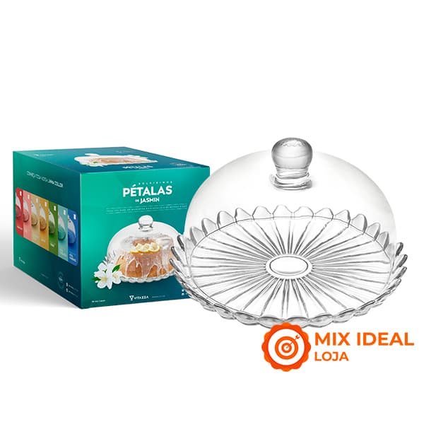 Conjunto Boleira Vidro Petalas De Jasmin 33cm Grande Vitazza