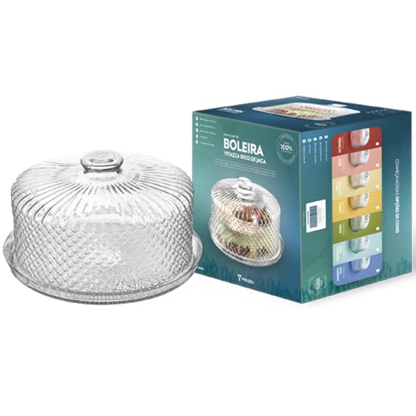 Conjunto Boleira Porta Bolo Vidro Bico De Jaca Vitazza