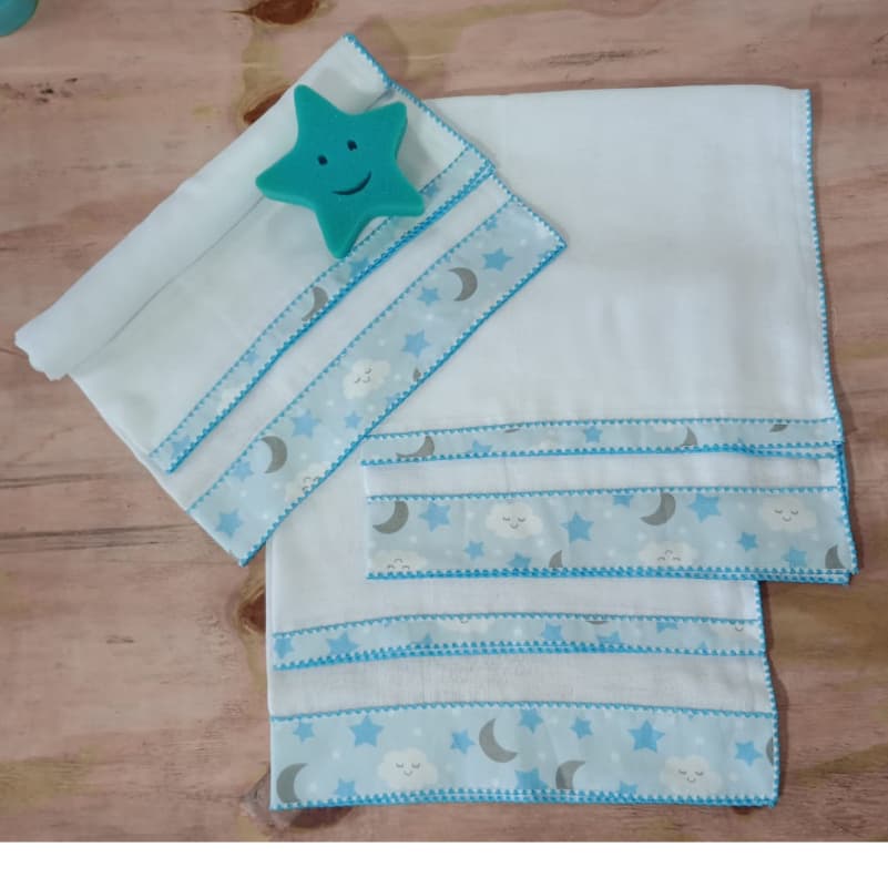 Toalha Fralda Dupla Recém Nascido Kit 3 Toalhas