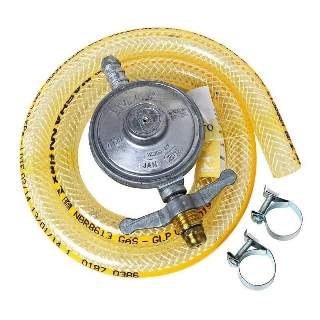 Kit Registro Gás De Cozinha Regulador Mangueira Abraçadeira
