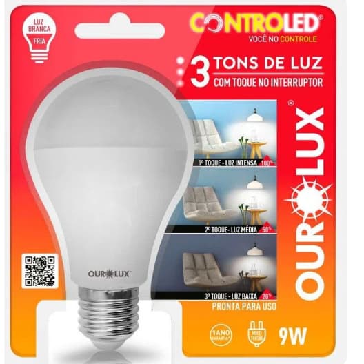 Lâmpada Inteligente Controled 3 Tons de Branco - Ourolux