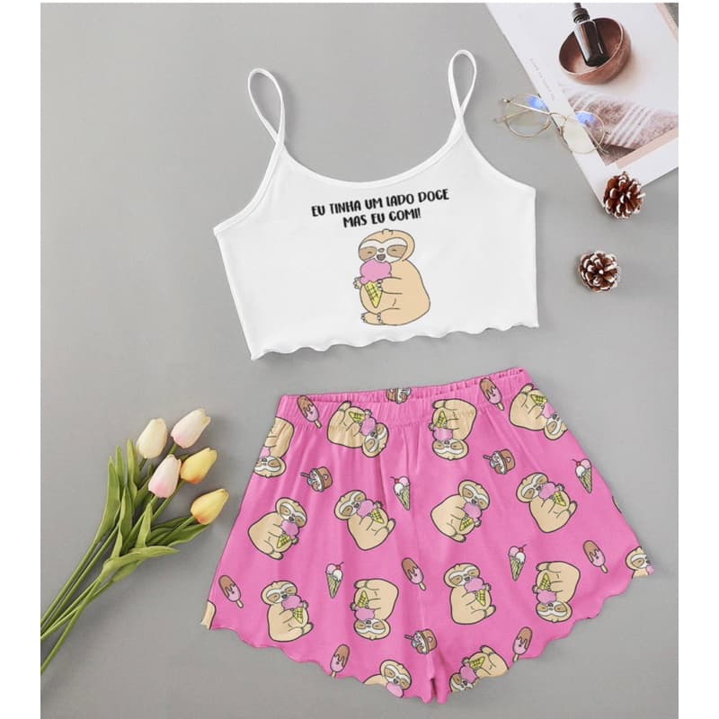 pijama de ondinha babydoll girassol frases