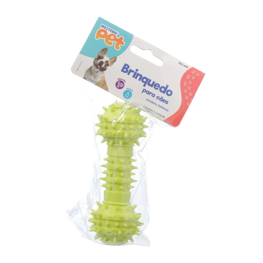 kit 2 Halteres Espinho Mordedor 14cm Brinquedo De Borracha P/ Cães