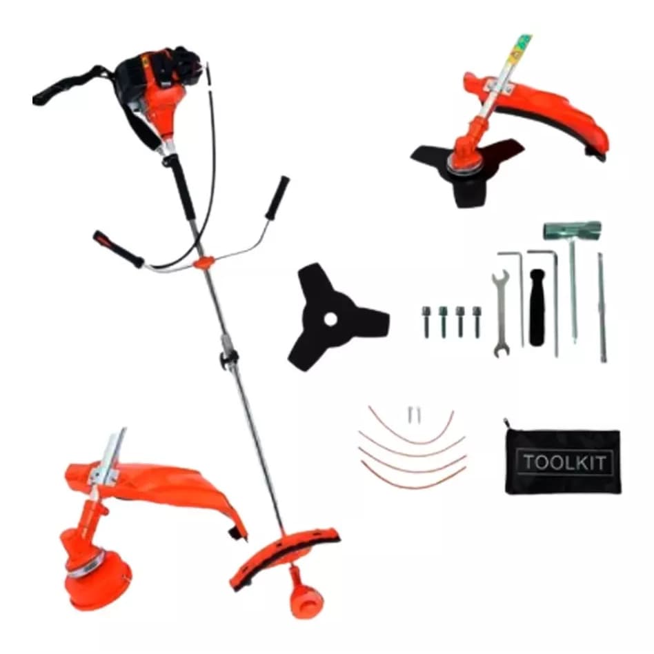 Roçadeira Multifuncional Profissional À Gasolina 75Cc Corta Grama com Disco e Nylon para Jardinagem