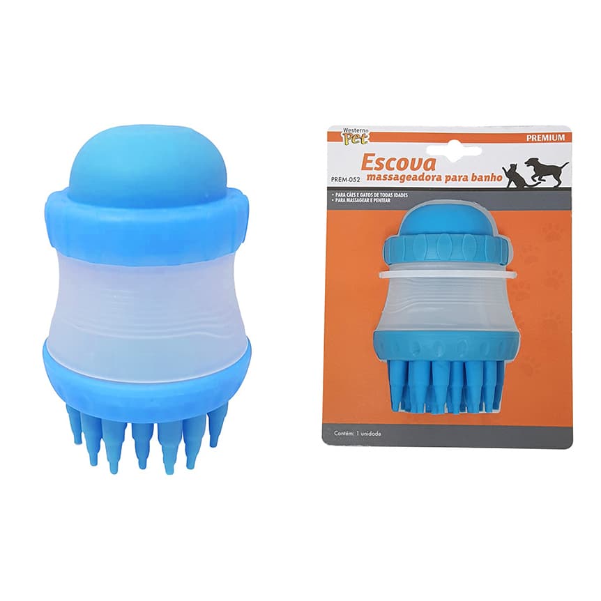 Escova Com Dispenser Shampoo Banho Tosa Para Cachorro