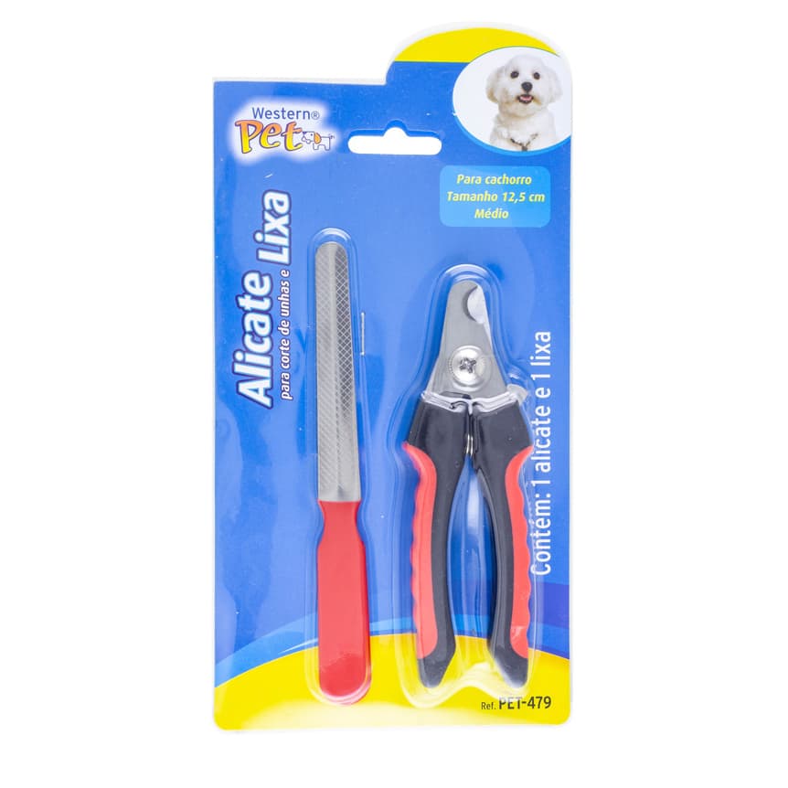 Kit Alicate Médio pequeno Pet Tesoura Corte De Unhas Cães E Gatos + Lixa