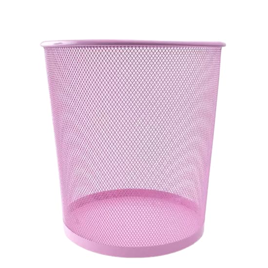 Lixeira Metal Aramado Cesto de lixo rosa redonda 10L