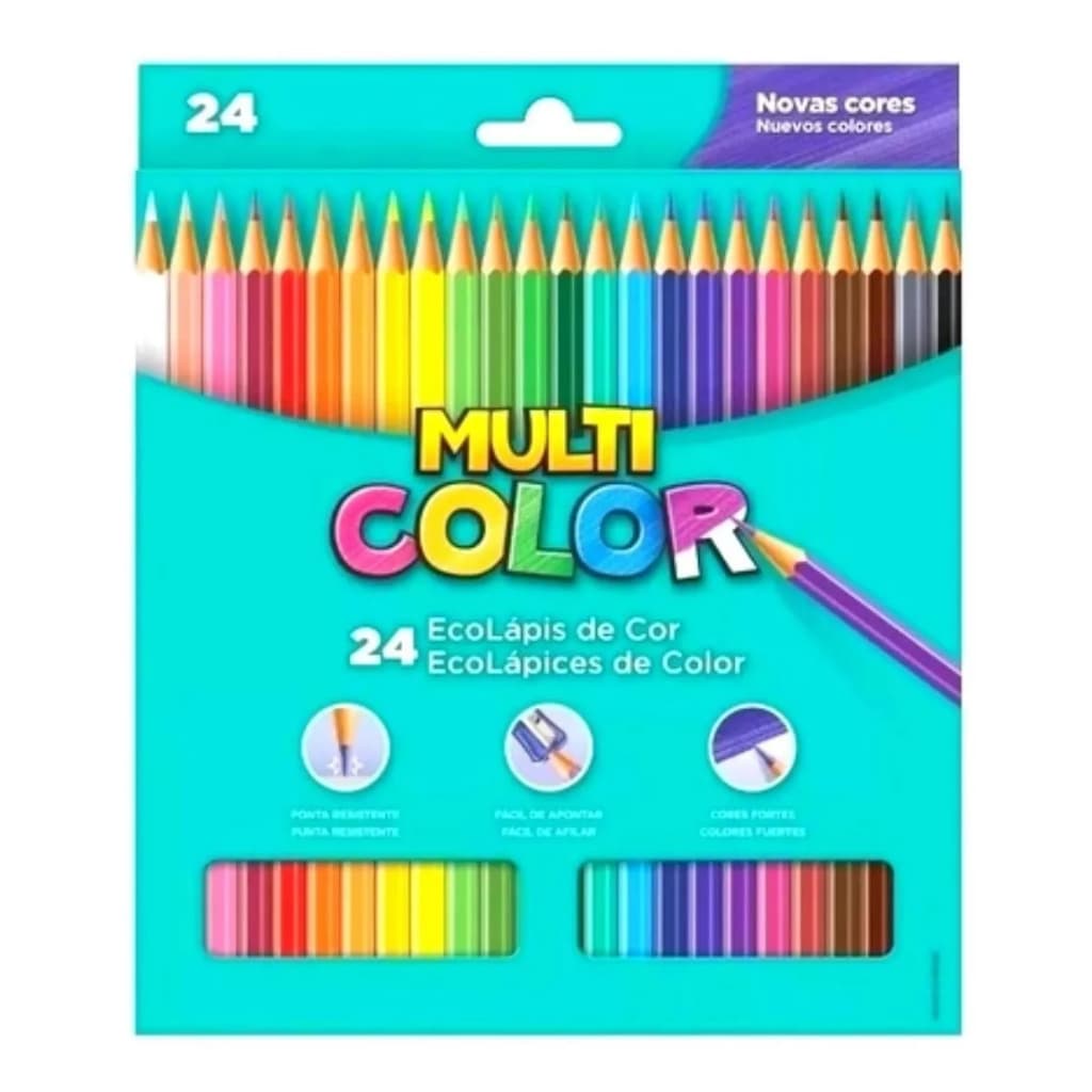 Lapis De Cor 24 Cores Multicolor Novas Cores -  Ecolápis