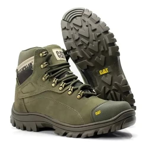 Bota de Couro Caterpillar Verde Oliva 9820 Coturno Adventure