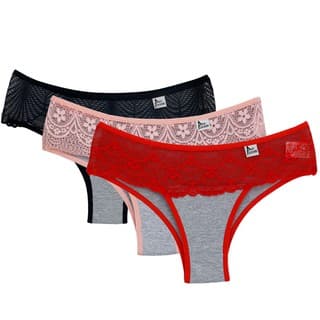 Kit com 5 Calcinhas de Algodão e Renda cores variadas REF048