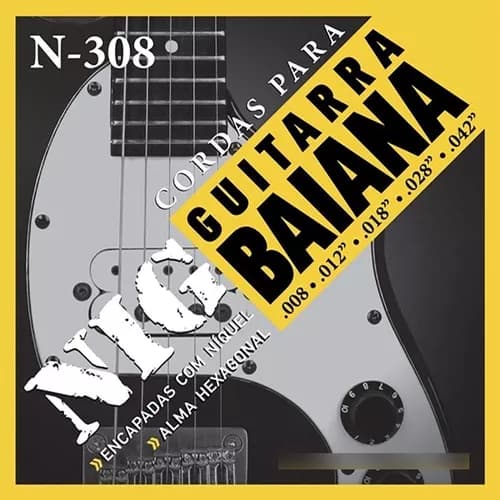 Encordoamento Corda Guitarra Baiana 008 NIG Niquel + Palheta N308