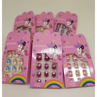 Kit 12 Unhas Postiça Infantil Kids Decoradas Adesivo Colante