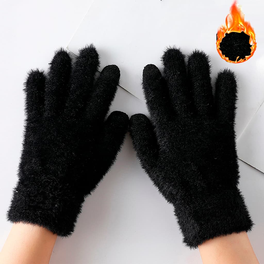Luva Térmica Quentinha Peludinha Unissex Inverno Frio Adulto Juvenil Feminina Preta