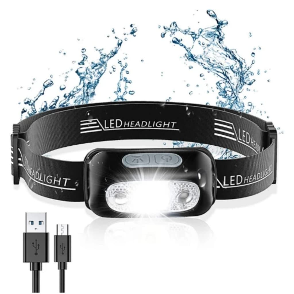 Lanterna de Cabeça Premium Recarregavel Sensor de Led Prova d'água Leve Camping Pesca Trilha Caminhada Ciclismo Bike