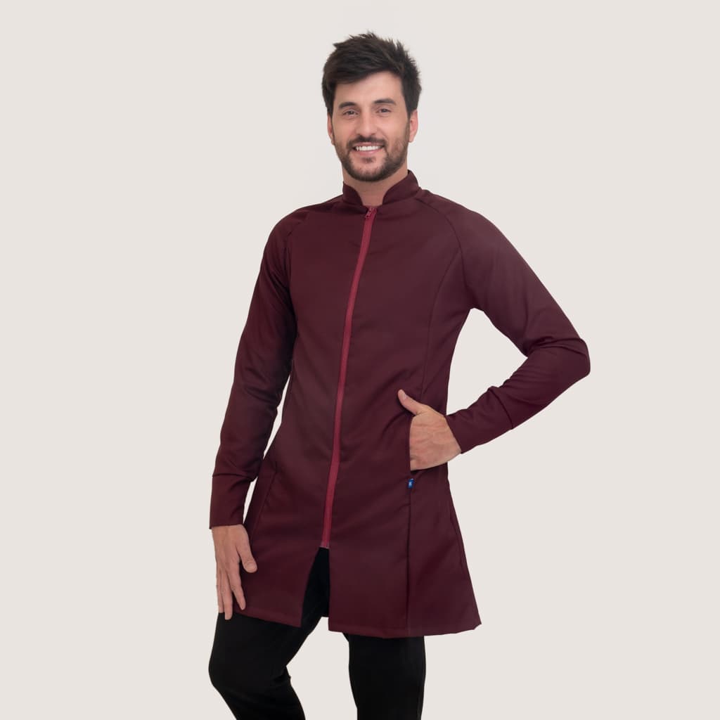 Jaleco Gola Padre Gabardine Com Zíper Vislon Masculino