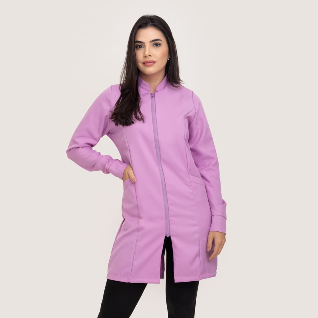 Jaleco Gola Padre Gabardine Com Zíper Vislon Feminino