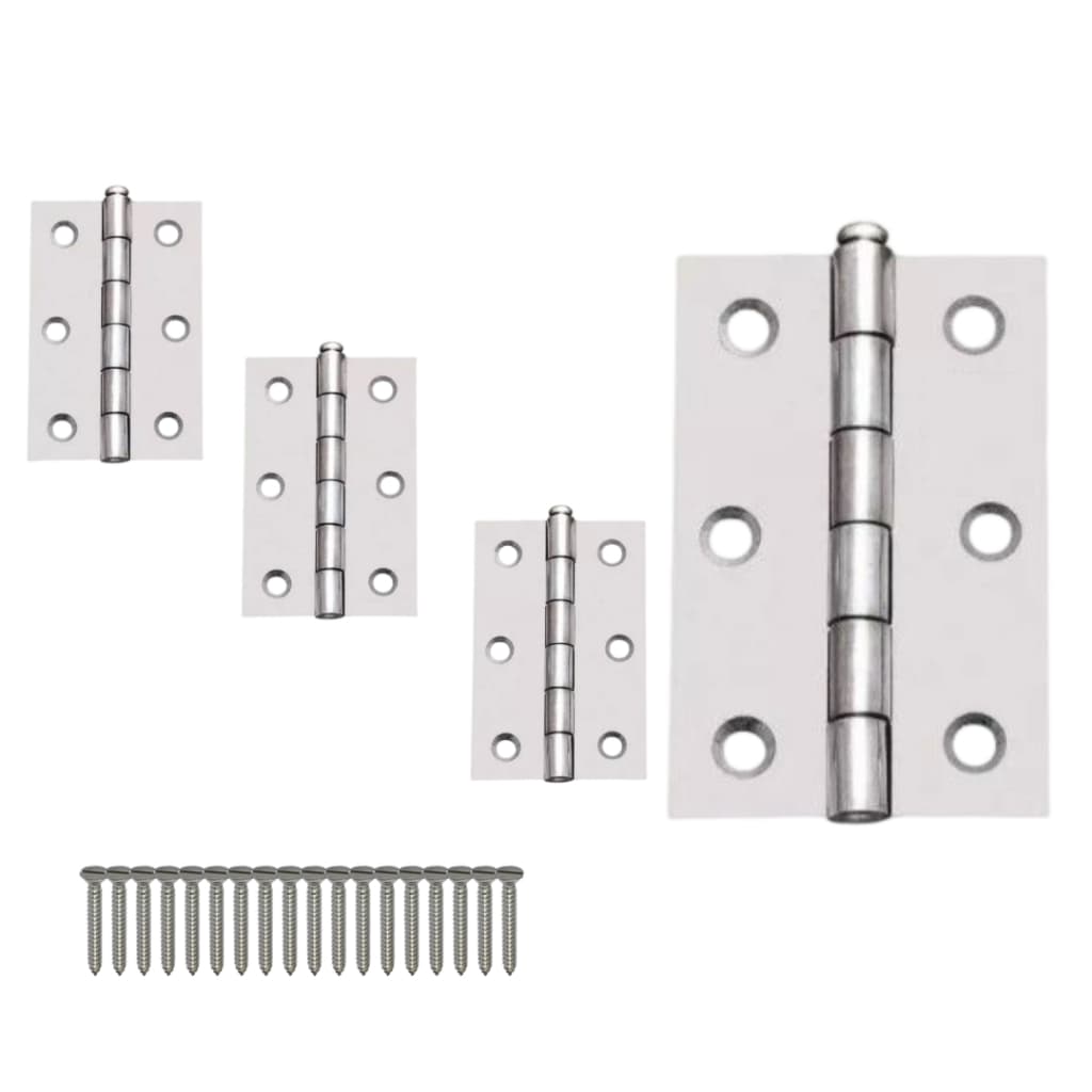 Dobradiça Para Porta De Madeira Aço Carbono Cromado Kit Com 3 1/2