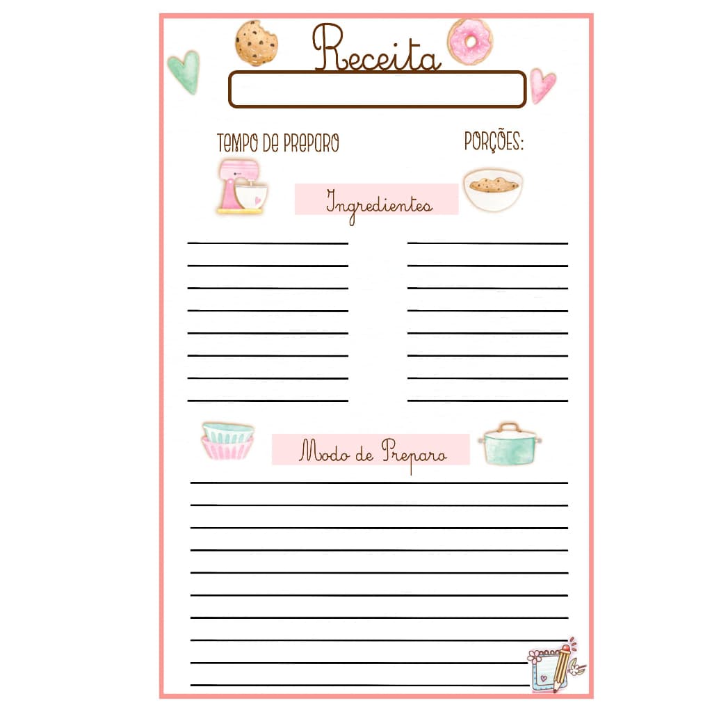 Miolo Caderno de Receita