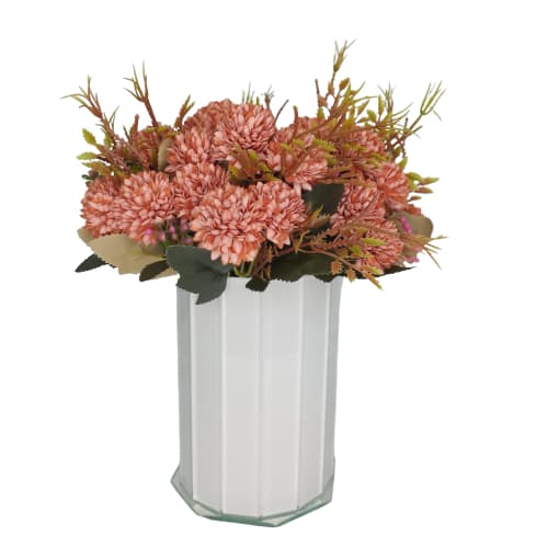 Buquê de Cravos Artificiais Decorativos Jardim Flores e Folhas