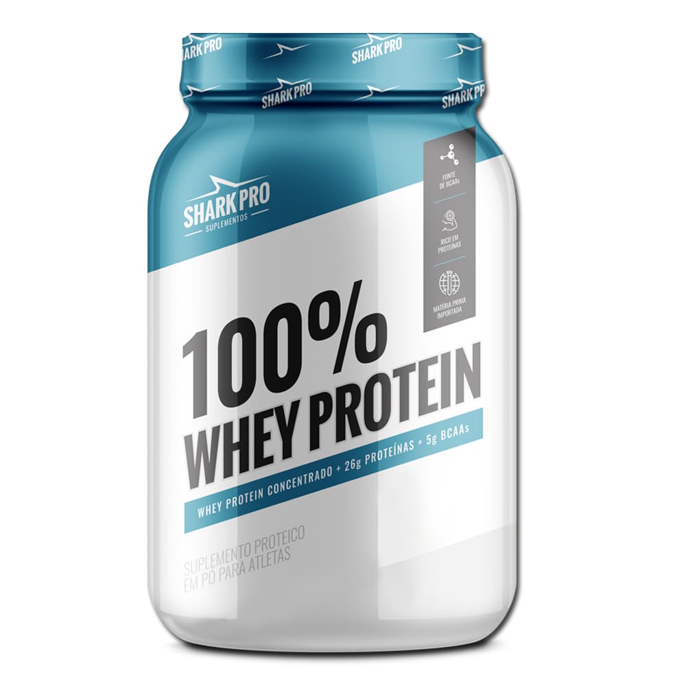 100% Whey Protein Concentrado Pote com 900g  - Shark Pro