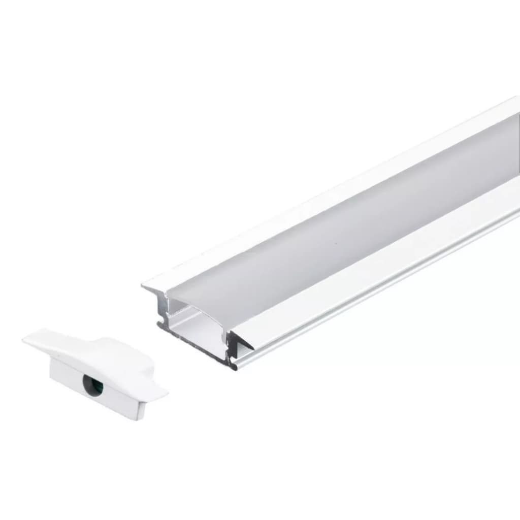 Perfil De Embutir 25mm Alumínio Para Fita De Led 1 Metro Branco