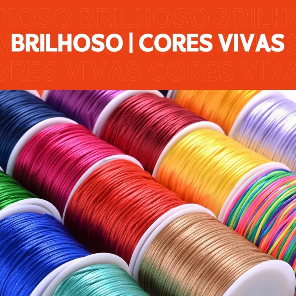 Fio de Seda 2mm 50 Metros | Cores Vibrantes | Ideal para Pulseiras e Artesanato De Alta Qualidade