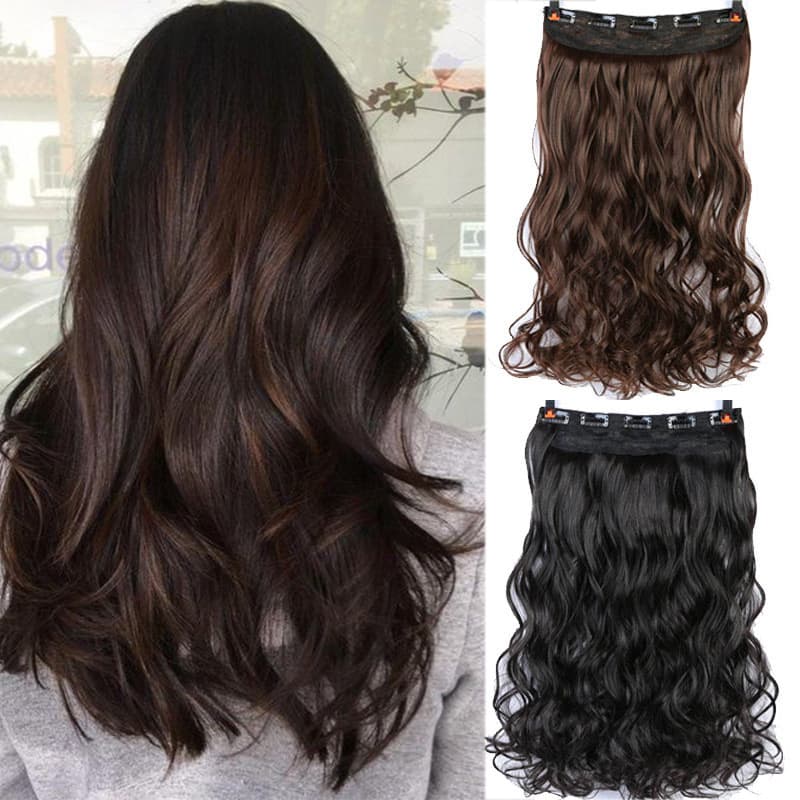 Aplique Tic Tac Cabelo Orgânico Ondulado Castanho 60cm