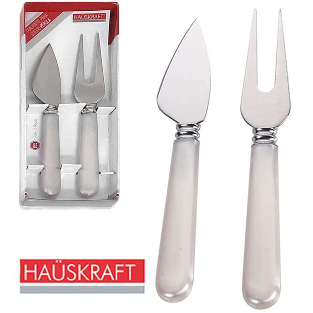 Conjunto Para Queijo E Frios Com Faca + Garfo De Inox