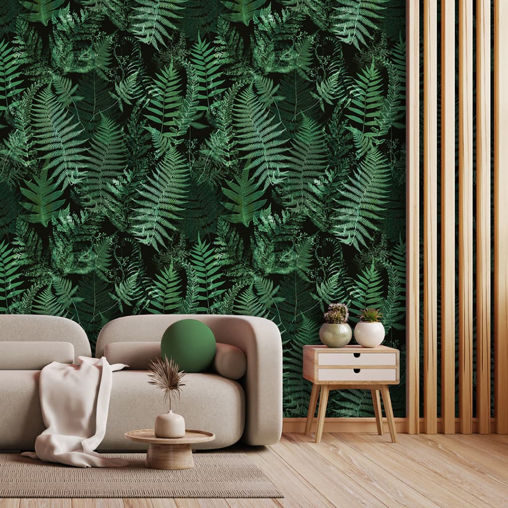Papel de Parede Adesivo Folhas Realista Tropical Verde Jardim Samambaia Decoração Lavável 3 Metros
