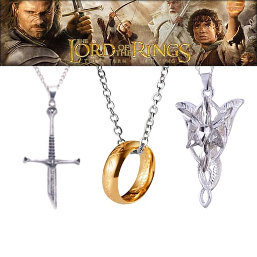 Colares Senhor dos anéis anel espada Narsil Andúril Arwen sauron Aragorn