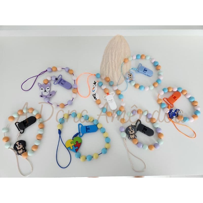 Prendedor de Chupeta Sensorial Infantil Bolinhas em Borracha