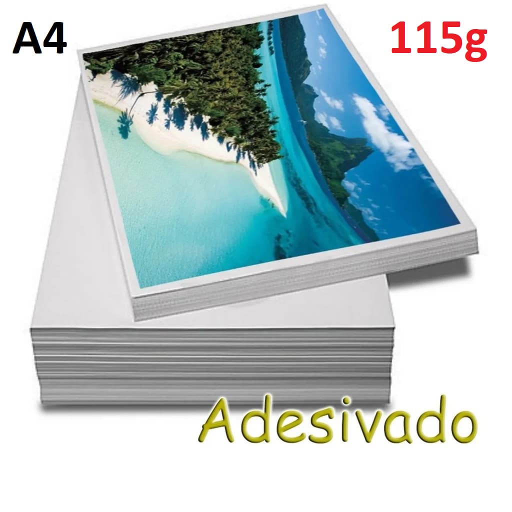 100 Folhas Papel Fotográfico Adesivo 115g Glossy A4 Prova D'água