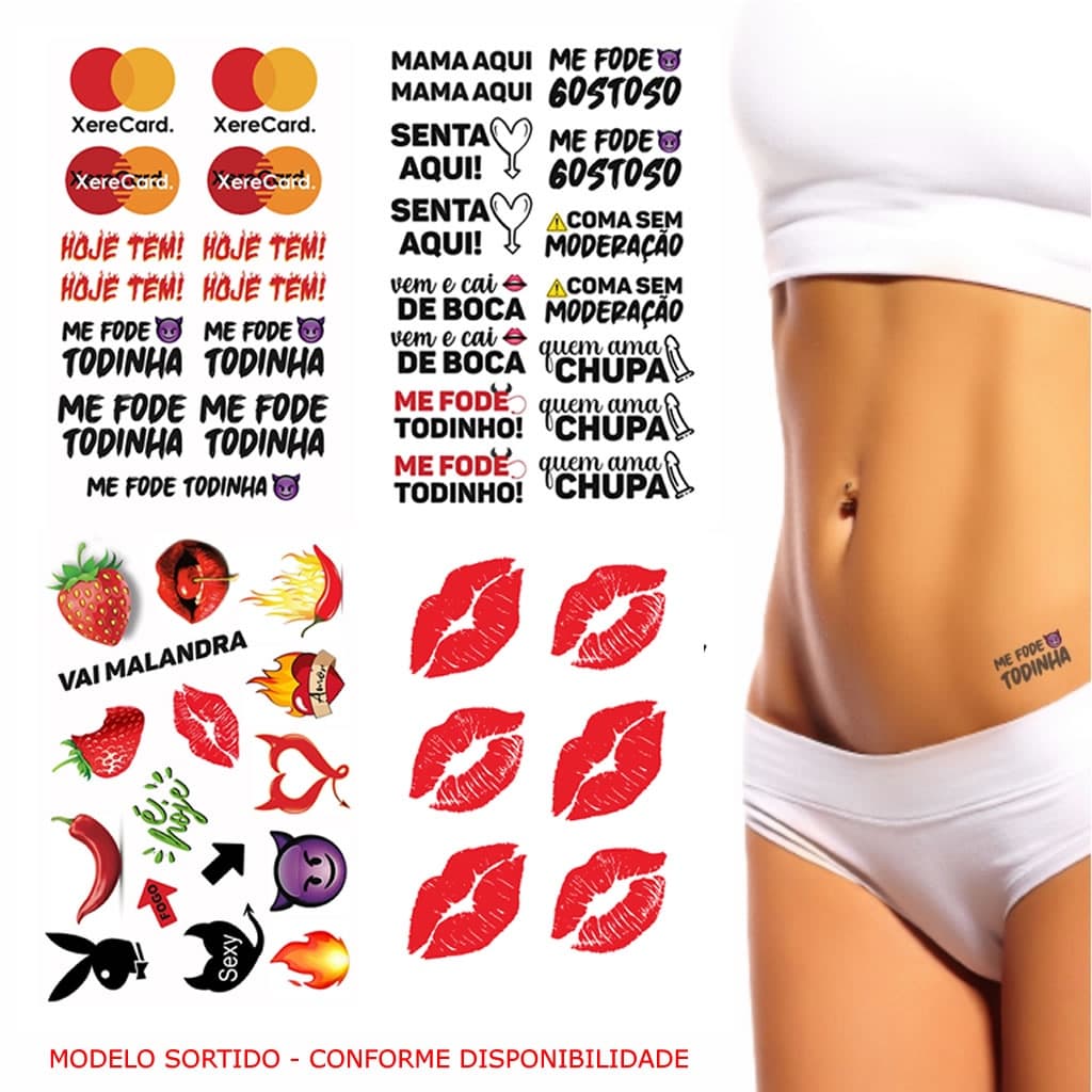 KIT 4 Cartelas de Tatuagem Erótica Adesiva Tatoo Íntima SEX SHOP
