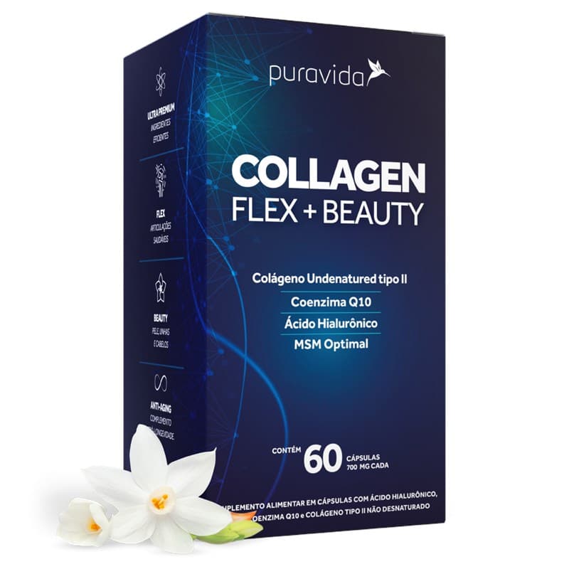 Colágeno Tipo 2 Collagen Flex + Beauty Coenzima Q10 + Ácido Hialurônico Puravida