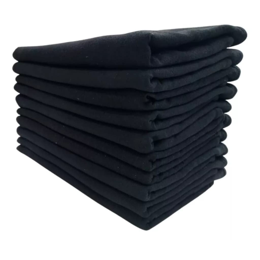 Pano De Prato Bainha Preto Atacado Kit Com 10 Peças Santa Margarida