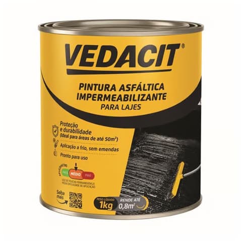 Massa Asfáltica Frioasfalto Vedacit 1kg Reparos Telhado Laje Pisos