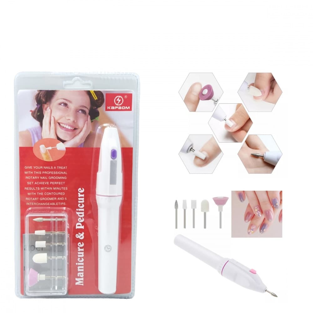Lixadeira de Unha Elétrica Kapbom Profissional Manicure Pedicure Portátil 5 em 1 Lixa Modela Remove Cutículas KA-1951