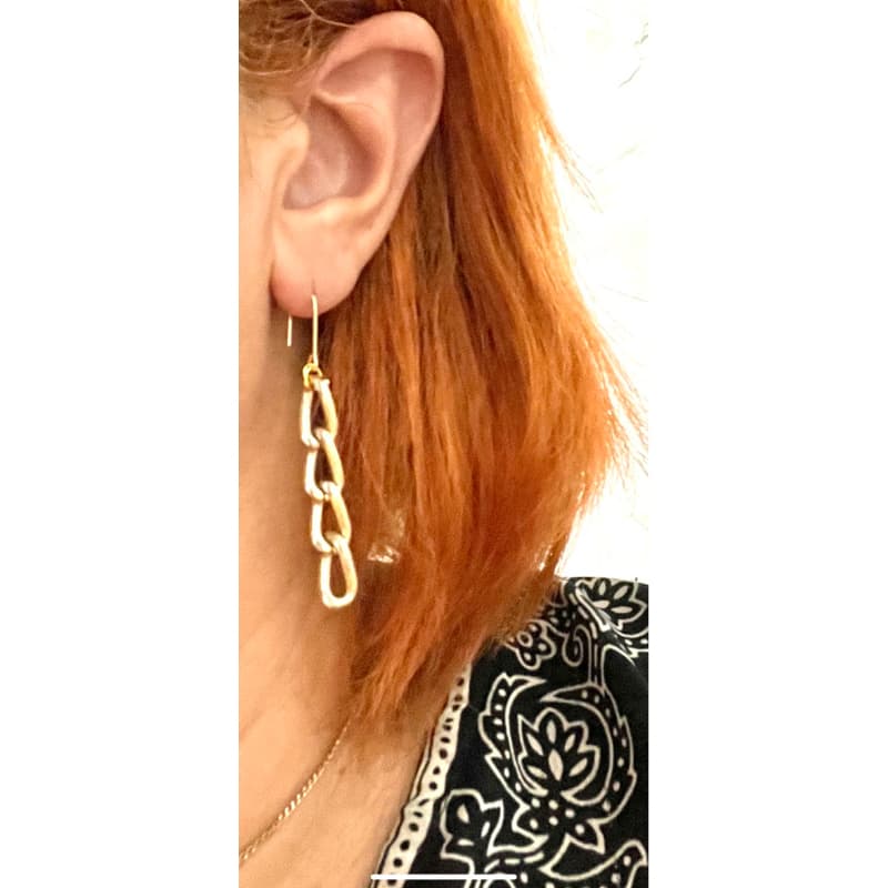 Diamante Par De Brincos Argolas Elos 18k Corrente Banhada