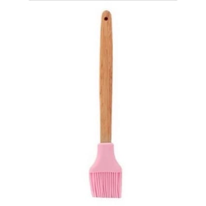 Pincel Culinário De Silicone Rosa - Cabo Madeira