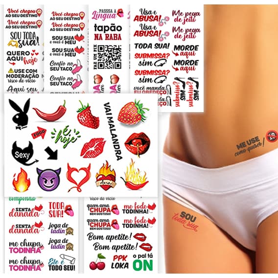 95 Tatuagens Adesivos Temporárias Íntima - Tatoo Temporária Depilação