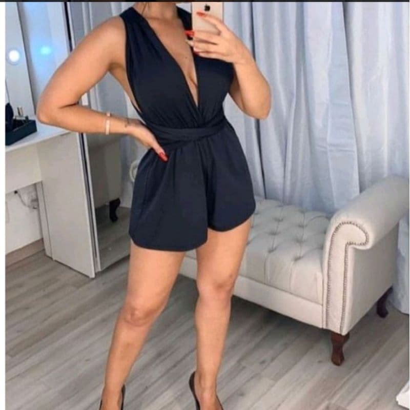 Macacão/macacões macaquinho feminino tecido duna com forro