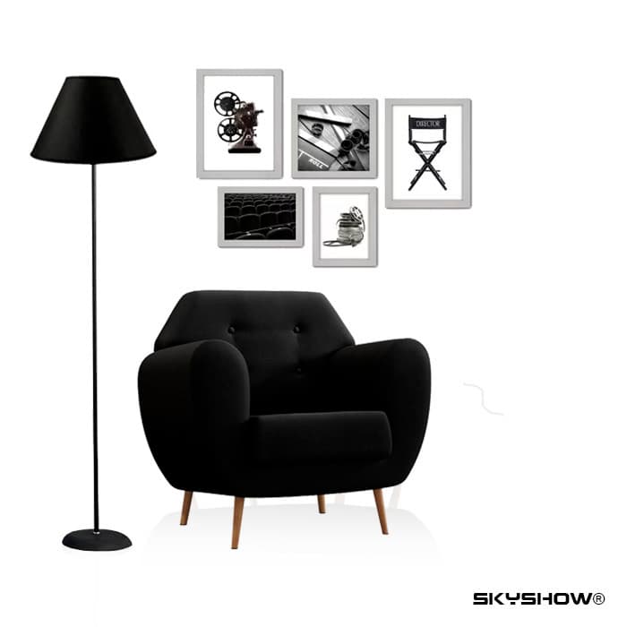 Luminária Piso Cúpula Abajur Cônica Chão Coluna Skyshow®