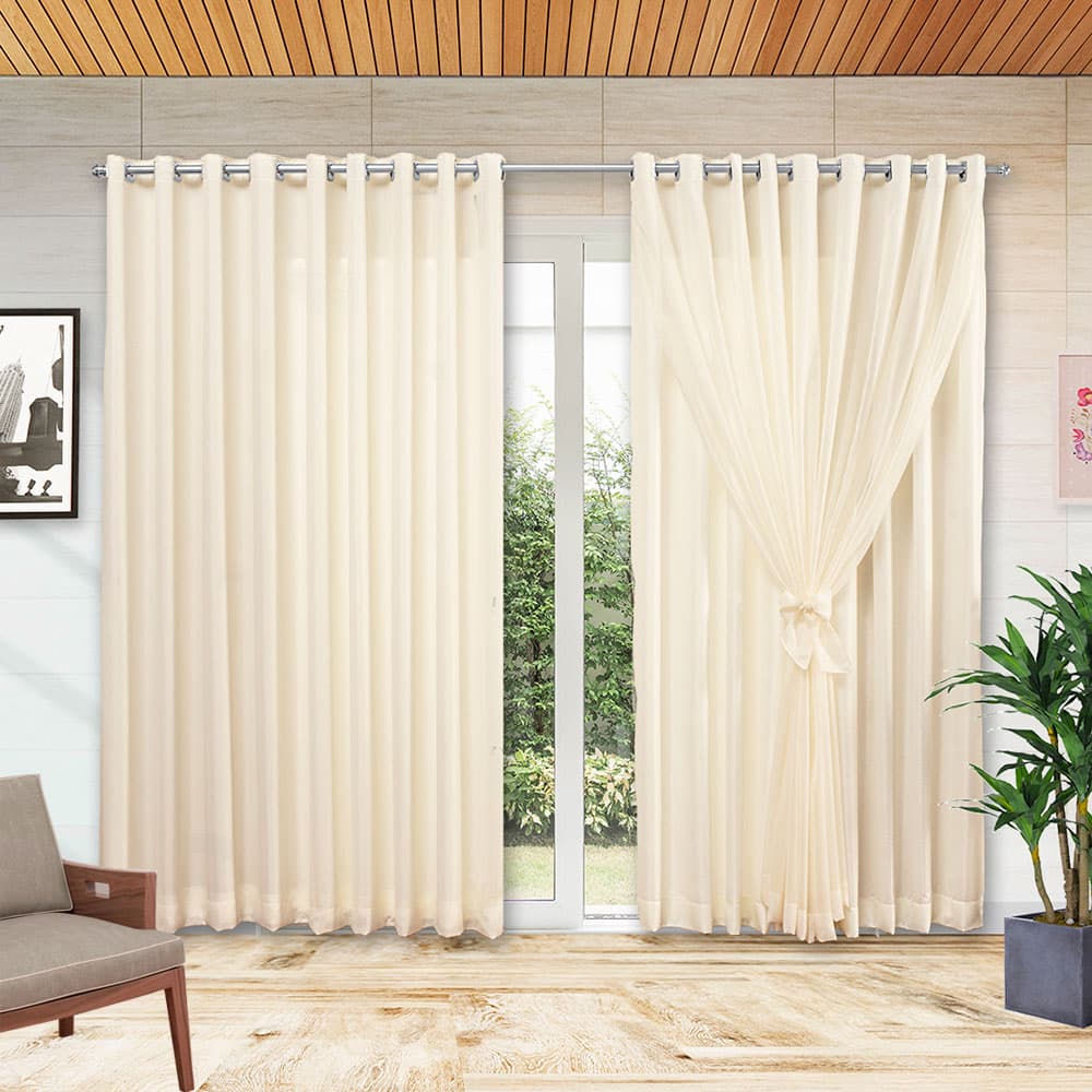 Cortina 6,00 x 2,70 para varão microfibra com voil Grande Para janela de Sala Quarto apartamento