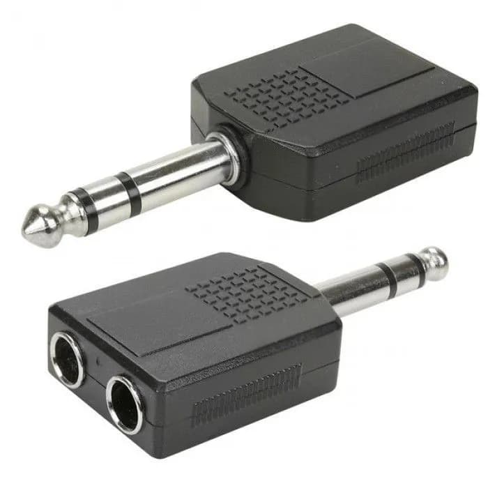Plug Adaptador P10 Macho Stereo X 2 P10 Femea Stereo Duplo