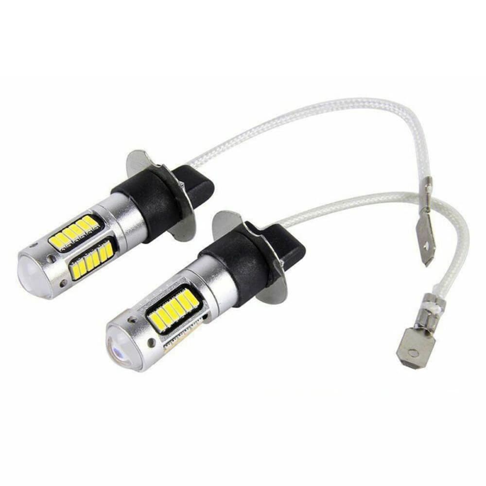 2 pçs h3 led nevoeiro lâmpadas substituição kit super brilhante canbus 6000k 100w branco luzes diurnas 12v lâmpada led