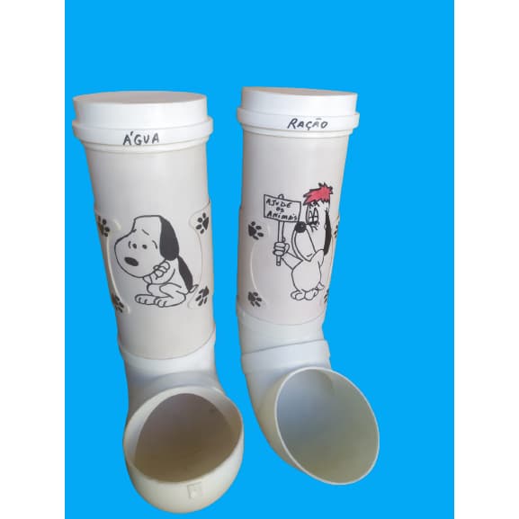Kit Comedouro Bebedouro Droopy Snoopy p/ cães de rua