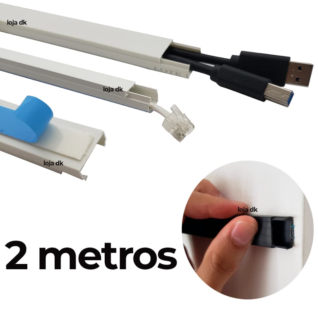Canaleta 20x10 Branco 2m Com Fita Adesiva Pvc