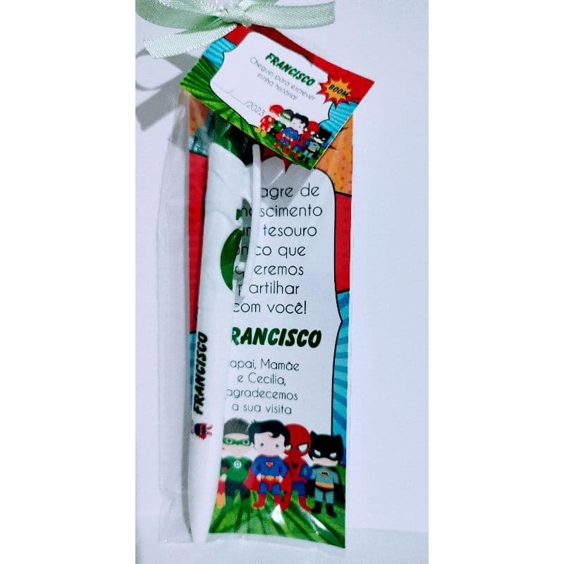 42 Lembrancinha super heróis canetas personalizada