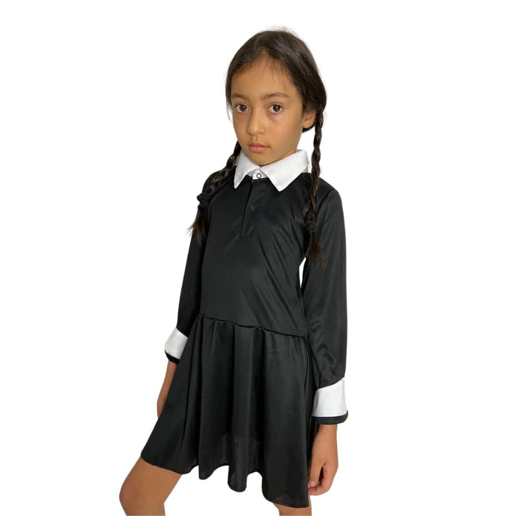 roupa infantil wandinha addams fantasia festa halloween
